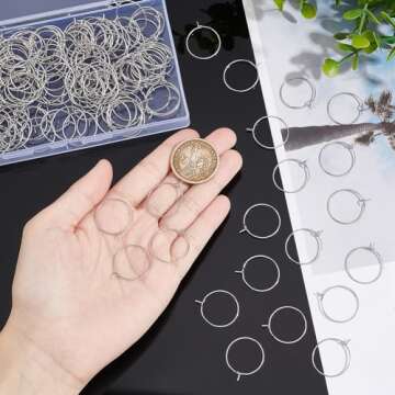 UNICRAFTALE 200pcs 20mm Ear Wine Glass Hypoallergenic Stainless Steel Hoop Earring 0.7mm Pin DIY Ear...