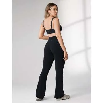 UNISSU Hugcurve No Front Seam High Waisted Flare Leggings for Women Bootcut Yoga Pants Buttery Soft Lounge Workout - 31'' Black Medium