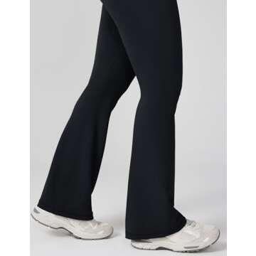 UNISSU Hugcurve No Front Seam High Waisted Flare Leggings for Women Bootcut Yoga Pants Buttery Soft Lounge Workout - 31'' Black Medium
