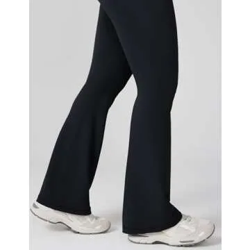 UNISSU Hugcurve No Front Seam High Waisted Flare Leggings for Women Bootcut Yoga Pants Buttery Soft Lounge Workout - 31'' Black Medium