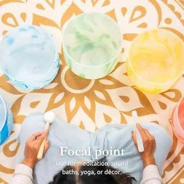 Meinl Sonic Energy Marble Crystal Singing Bowl 7-pc Chakra Set with Mallets, High-purity Quartz — for Meditation, ASMR, Sound Therapy, Yoga