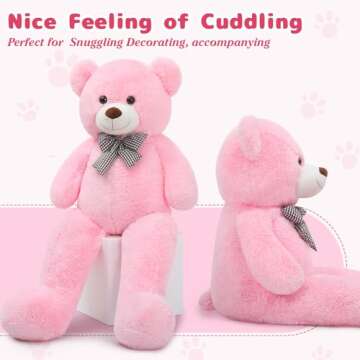 MaoGoLan Giant Pink Teddy Bear 55 inch Life Size Big Bear Large Stuffed Animals for Girlfriend