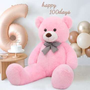 MaoGoLan Giant Pink Teddy Bear 55 inch Life Size Big Bear Large Stuffed Animals for Girlfriend