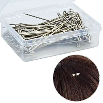 baotongle 70 PCS 2" Wig T-pins with Plastic Transparent Package Box, baotongle Wig T-pins for Holding Wigs and Hair Extensions on Wig Head Silver