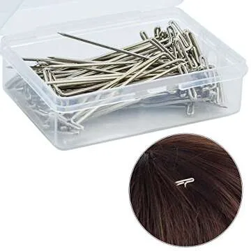 baotongle 70 PCS 2" Wig T-pins with Plastic Transparent Package Box, baotongle Wig T-pins for Holding Wigs and Hair Extensions on Wig Head Silver