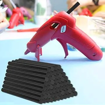 Mini Glue Gun Sticks 4" Long 0.27" Dia, Hot Glue Gun Refill Sticks, All-Purpose Dual Temp Glue Sticks(60 Pack Black)