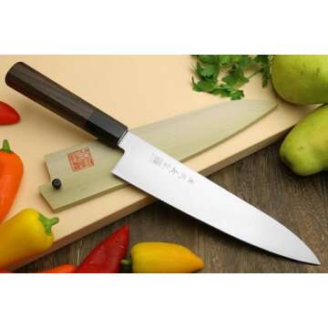 Yoshihiro AUS10 Ice Hardened Stainless Steel Wa Gyuto Japanese Chef Knife (8.25"(210mm))