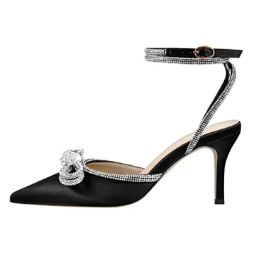 Onlymaker Lace-Up Low Heeled Sandals with Rhinestone Bowknot