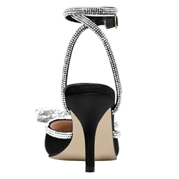 Onlymaker Lace-Up Low Heeled Sandals with Rhinestone Bowknot