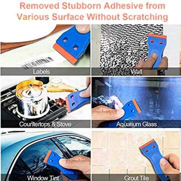Plastic Razor Blade Scraper, 2 Pack Razor Scraper with 40 Pcs Razor Blades for Removing Glue, Sticker, Decals, Tint from Car Window and Glass (blue)
