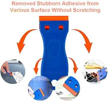 Plastic Razor Blade Scraper, 2 Pack Razor Scraper with 40 Pcs Razor Blades for Removing Glue, Sticker, Decals, Tint from Car Window and Glass (blue)