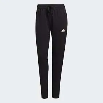 adidas Women's Aeroready Sereno Slim Tapered-Cut 3-Stripes Pants, Black/White, Small