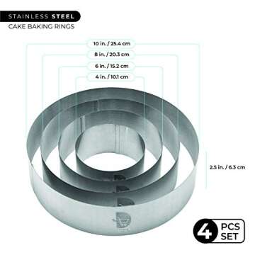 Premium Cake Ring Set - Versatile Mousse & Baking Molds (4-10 Inch)