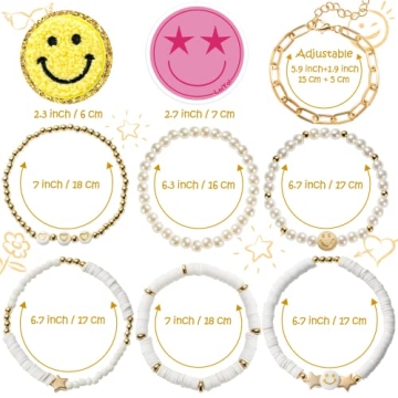 YALASOBA Colorful Smile Heart Star Bracelets Set for Women & Teens