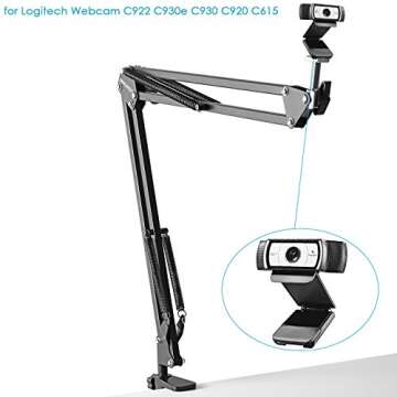 Neewer Desktop Clamp Adjustable Suspension Boom Scissor Arm Stand Holder 360 Degree Rotation Swivel Mount, Load up to 2.2 pounds/1 kilograms for Logitech Webcam C922 C930e C930 C920 C615 C960 C980 pro