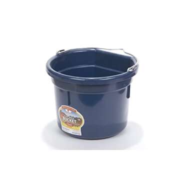 Little Giant® Flat Back Plastic Animal Feed Bucket | Animal Feed Bucket with Metal Handle | Horse F...