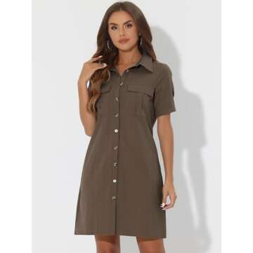 Allegra K Women's Casual Summer Safari Dress - Chic Collared Design