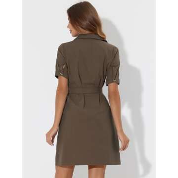 Chic Allegra K Women’s Safari Dress - Cotton Belted Style