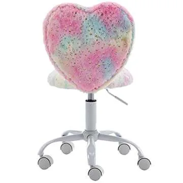 Cute Heart Girls Adjustable Study Chair in Faux Fur