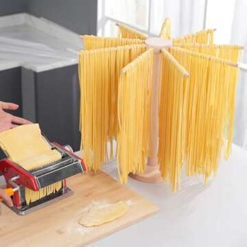 Pasta Drying Rack, Large Wood Pasta Rack Collapsible for Fresh Pasta Noodle Spaghetti Dryer Hanger Stand