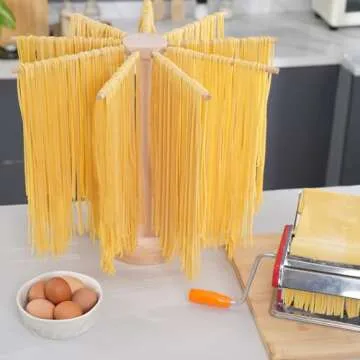 Pasta Drying Rack, Large Wood Pasta Rack Collapsible for Fresh Pasta Noodle Spaghetti Dryer Hanger Stand