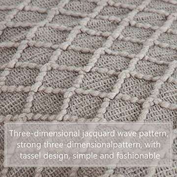 NTBAY Acrylic Knitted Throw Blanket, Lightweight and Soft Cozy Decorative Woven Blanket with Tassels for Travel, Couch, Bed, Sofa, 51x67 Inches, Taupe Checkered