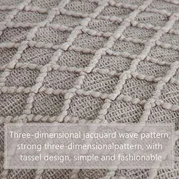 NTBAY Acrylic Knitted Throw Blanket, Lightweight and Soft Cozy Decorative Woven Blanket with Tassels for Travel, Couch, Bed, Sofa, 51x67 Inches, Taupe Checkered