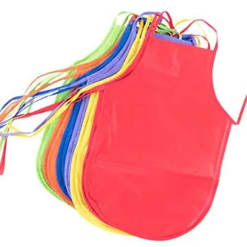 Super Z Outlet Children's Artists Fabric Aprons - Kitchen, Classroom, Community Event, Crafts & Art Painting Activity (Assorted 12pcs)