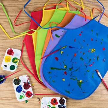 Super Z Outlet Children's Artists Fabric Aprons - Kitchen, Classroom, Community Event, Crafts & Art Painting Activity (Assorted 12pcs)