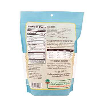Bob's Red Mill Organic Quick Cooking Rolled Oats, 16oz (Pack of 4) - Non GMO, Whole Grain, Vegan, Ko...