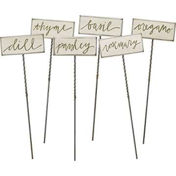 Stylish Herb Garden Picks Plant Stake Set - 6 Labels for Easy Herb ID