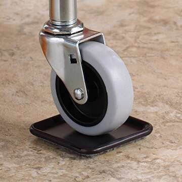 SoftTouch 2 1/2" Square Reusable Carpet Bottom Furniture Caster Cups to Protect Hardwood, Tile or La...