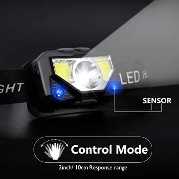 Rechargeable Headlamp 2 Packs, LED Headlamp, Head lamps for Adults, Flashlight with White Red Lights, USB Rechargeable Waterproof Head Lamp for Outdoor Camping Cycling Running Fishing