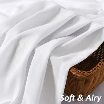 Guken White Linen Curtains 96" Length Set for Any Room