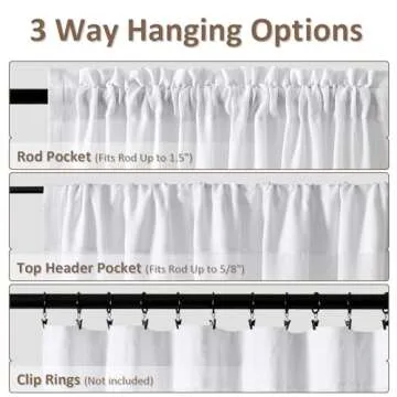 Guken White Linen Curtains 96" Length Set for Any Room