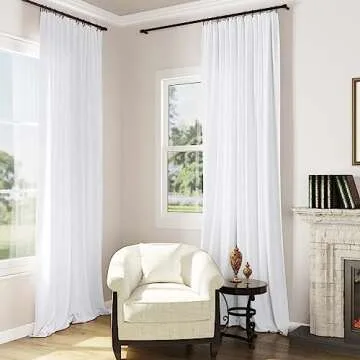 Guken White Linen Curtains 96" Length Set for Any Room