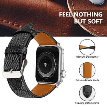 REYUIK Leather Band Compatible with Apple Watch iWatch 38mm 40mm 41mm 42mm 44mm 45mm 49mm Women Men,...