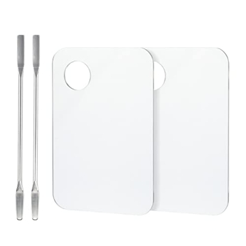 G2PLUS 2PCS Acrylic Cosmetic Palette with Spatula for Makeup Mixing