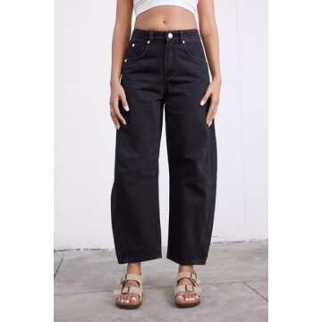 GREAIDEA Women's Mid Rise Wide Leg Baggy Jeans