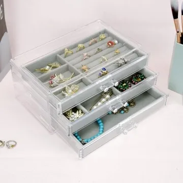 Elegant Acrylic Jewelry Box - 3-Drawer Organizer