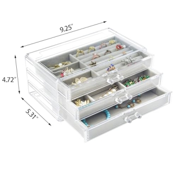 Elegant Acrylic Jewelry Box - 3-Drawer Organizer