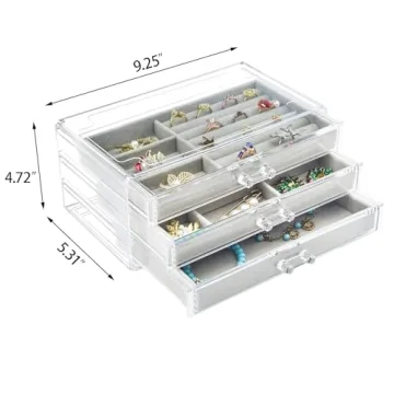 Elegant Acrylic Jewelry Box - 3-Drawer Organizer