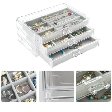 Elegant Acrylic Jewelry Box - 3-Drawer Organizer