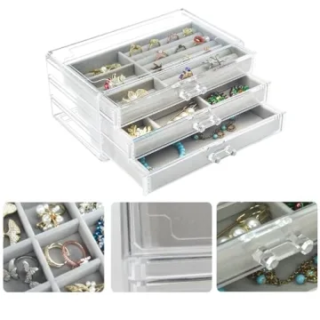 Elegant Acrylic Jewelry Box - 3-Drawer Organizer