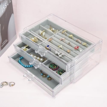 Elegant Acrylic Jewelry Box - 3-Drawer Organizer