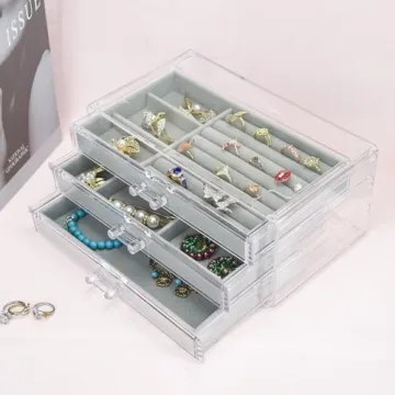 Elegant Acrylic Jewelry Box - 3-Drawer Organizer