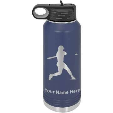 40oz Double Wall Navy Blue Water Bottle with Straw