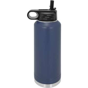 40oz Double Wall Navy Blue Water Bottle with Straw