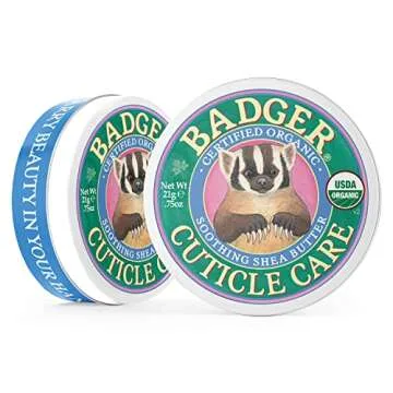 Badger Cuticle Care, 100% Organic Cuticle Cream for Natural Nail Care, Soothe & Restore Dry & Splitting Cuticles, Rich Shea Butter, Light Citrus Scent, .75oz Tin