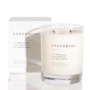 Brooklyn Candle Studio Santorini Classic 2 Wick Candle - Luxury Scented Candle, Vegan Soy Wax, Hand ...